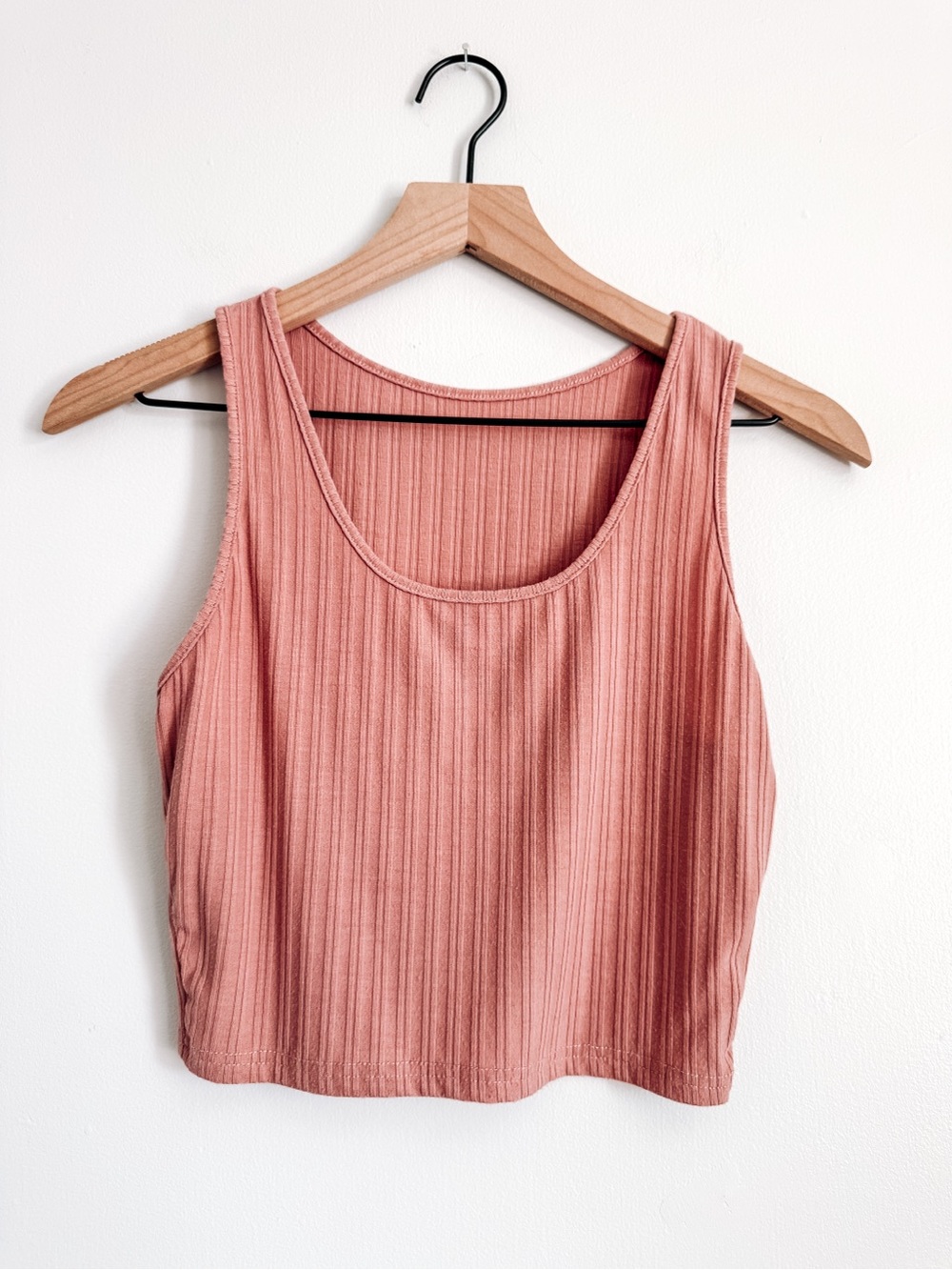 Dusty Rose Ribbed Sleeveless Tank Top